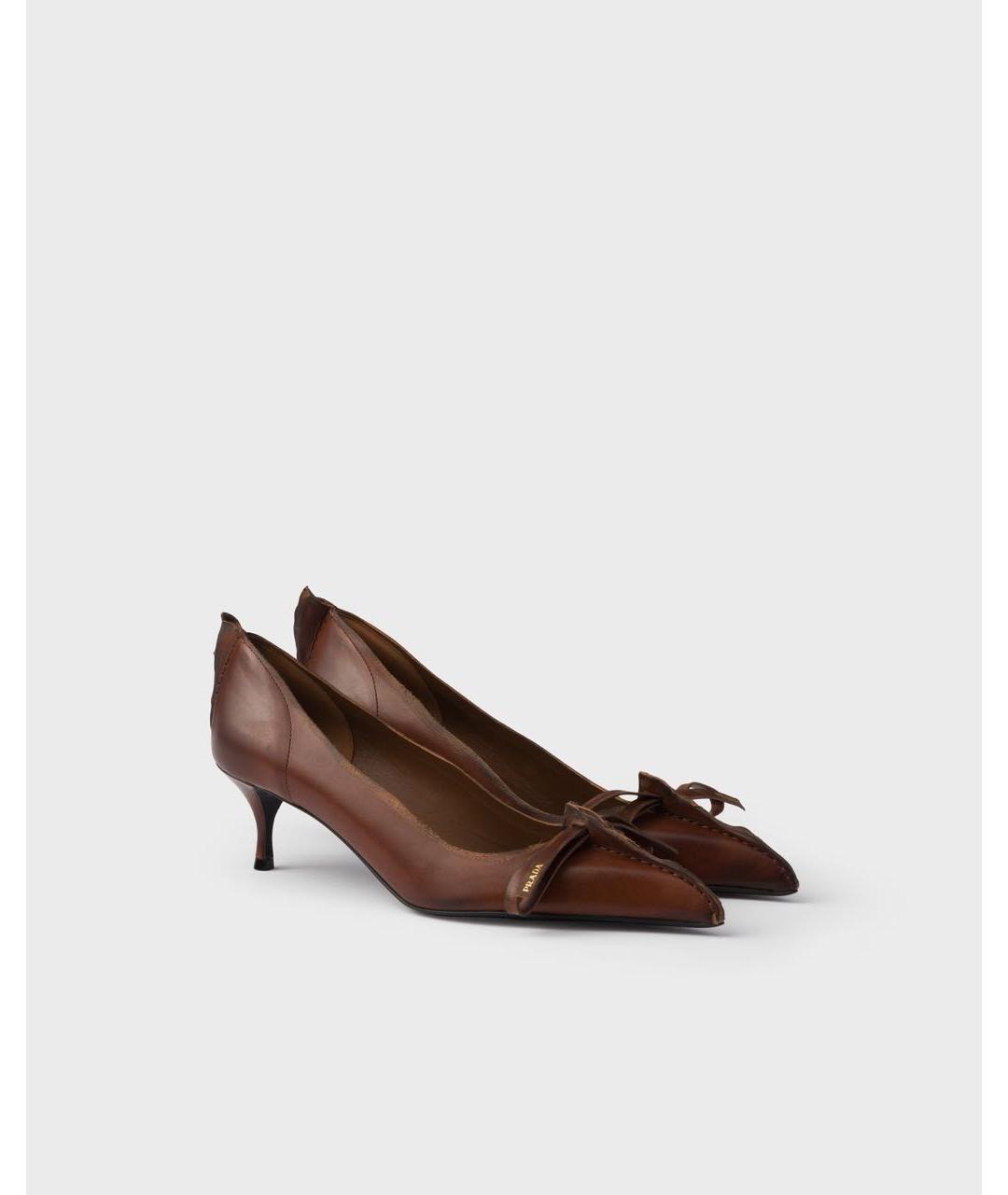 PRADA Коричневые кожаные туфли, фото 2