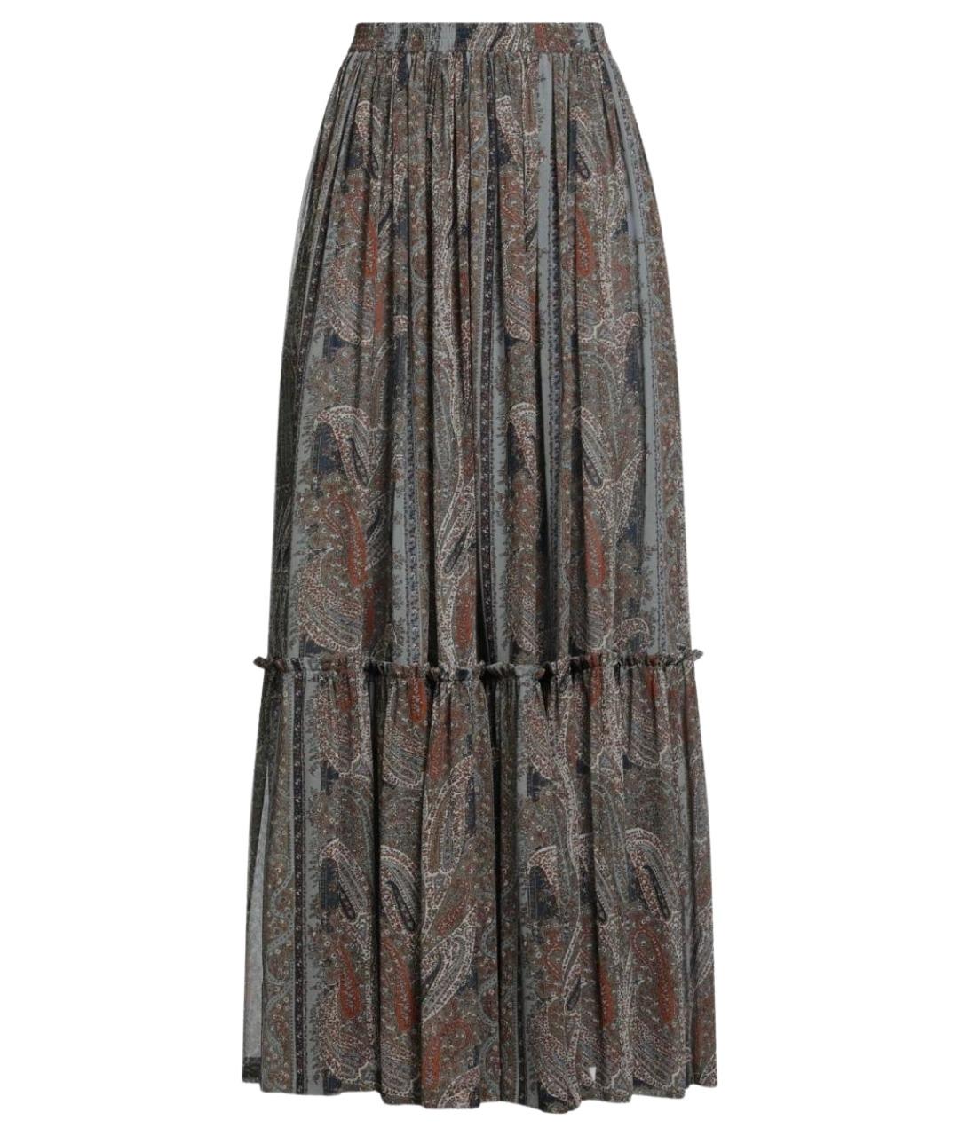 SAINT LAURENT Серая шелковая юбка макси, фото 1
