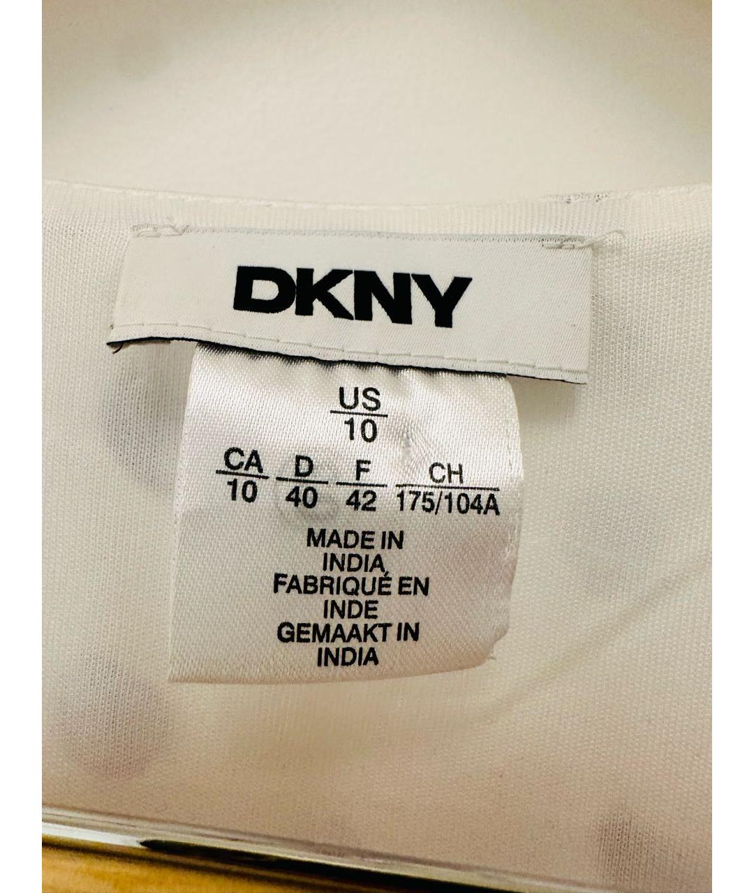 DKNY Белое полиэстеровое повседневное платье, фото 7