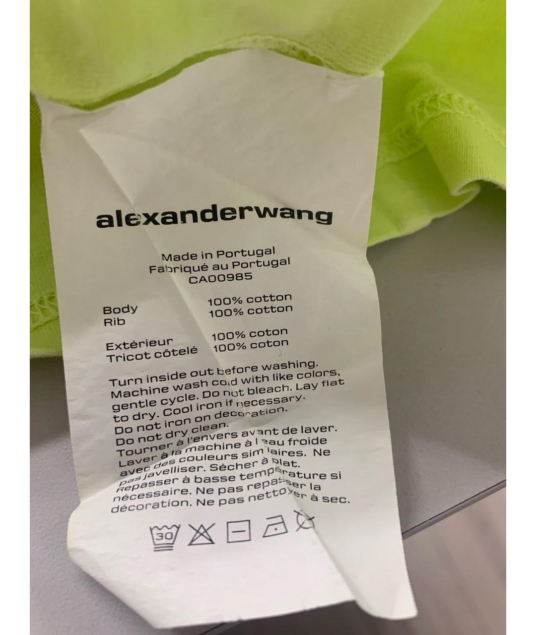 ALEXANDER WANG Салатовая хлопковая футболка, фото 8