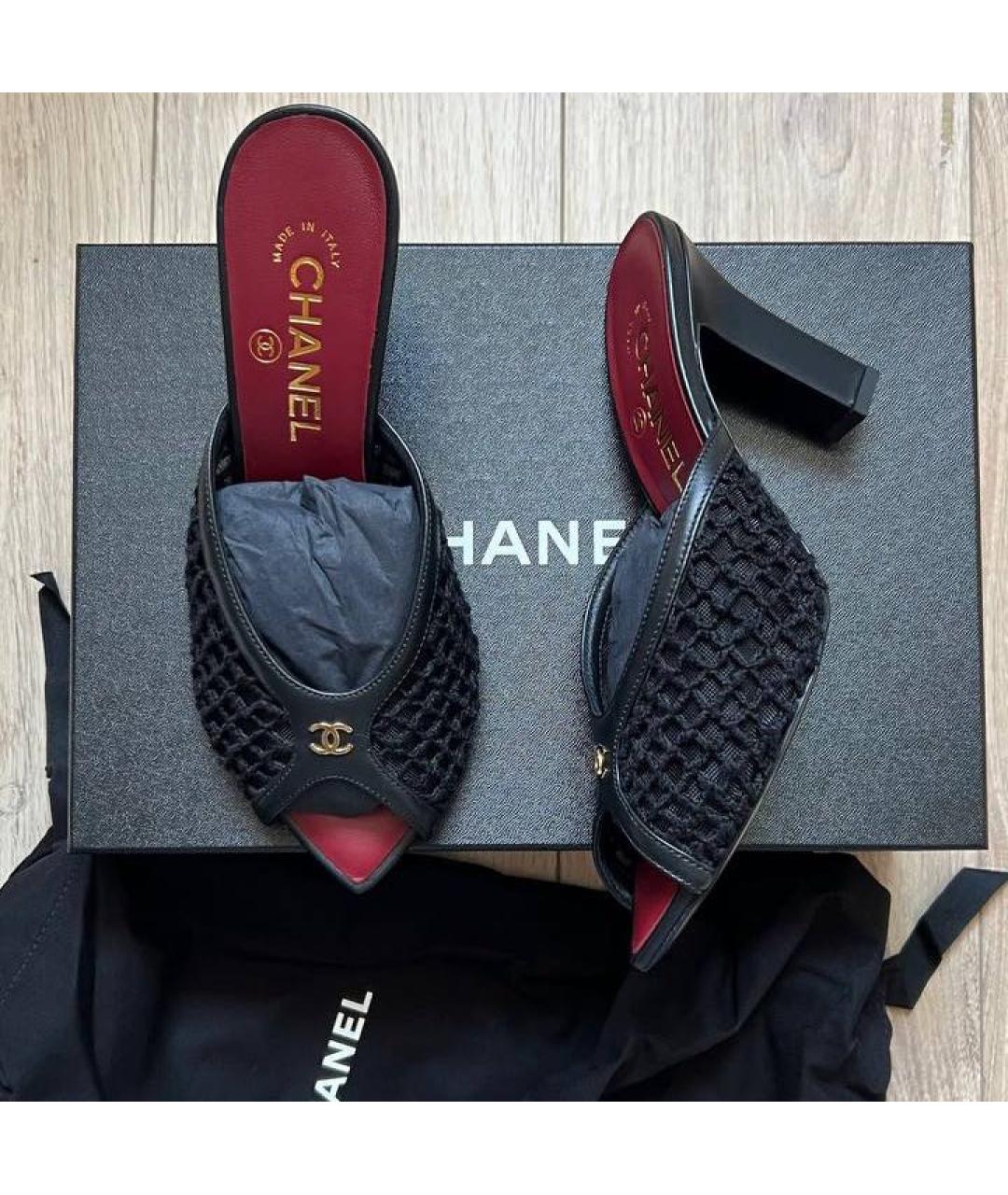 CHANEL Черные кожаные мюли, фото 2