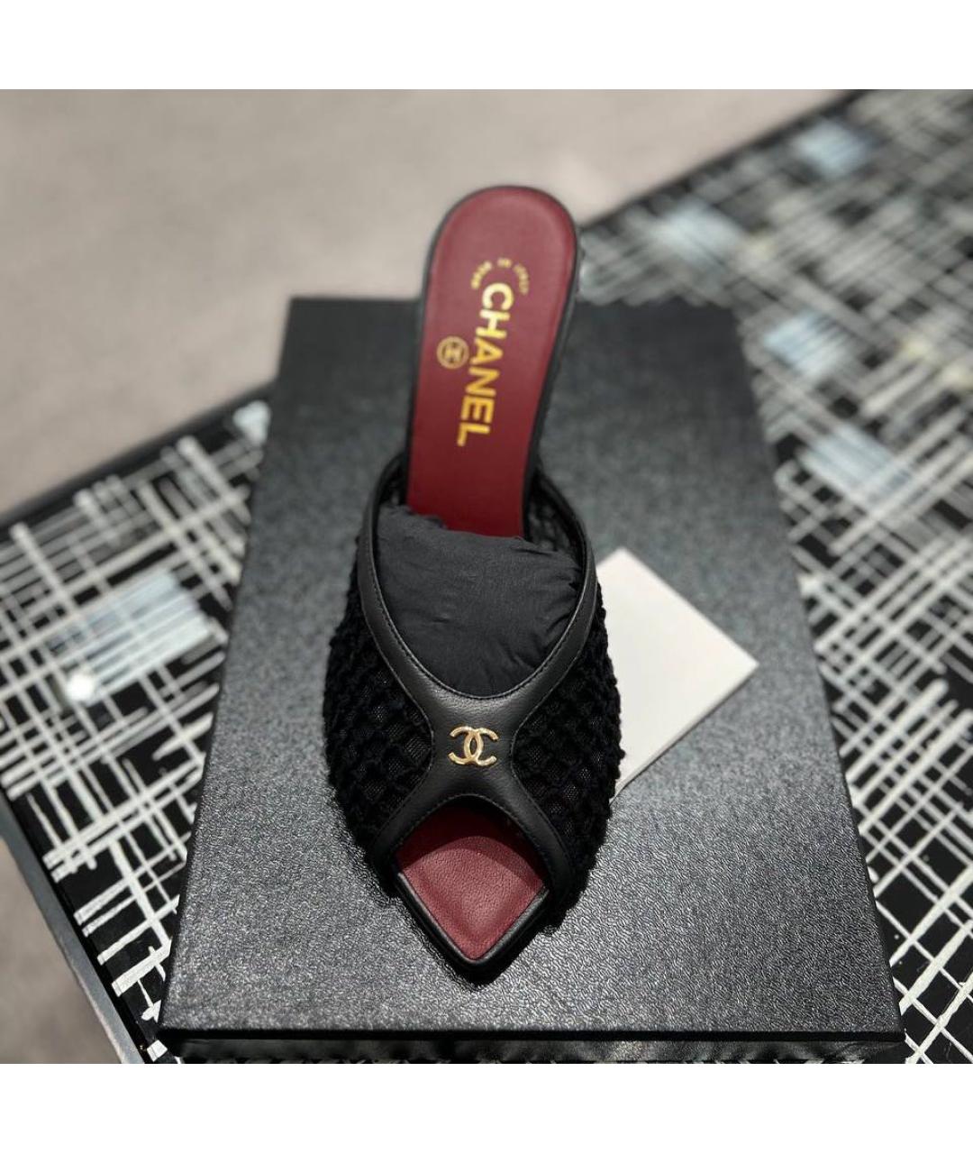 CHANEL Черные кожаные мюли, фото 4