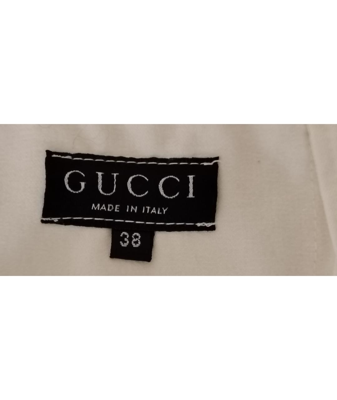 GUCCI Белая хлопко-эластановая юбка миди, фото 4