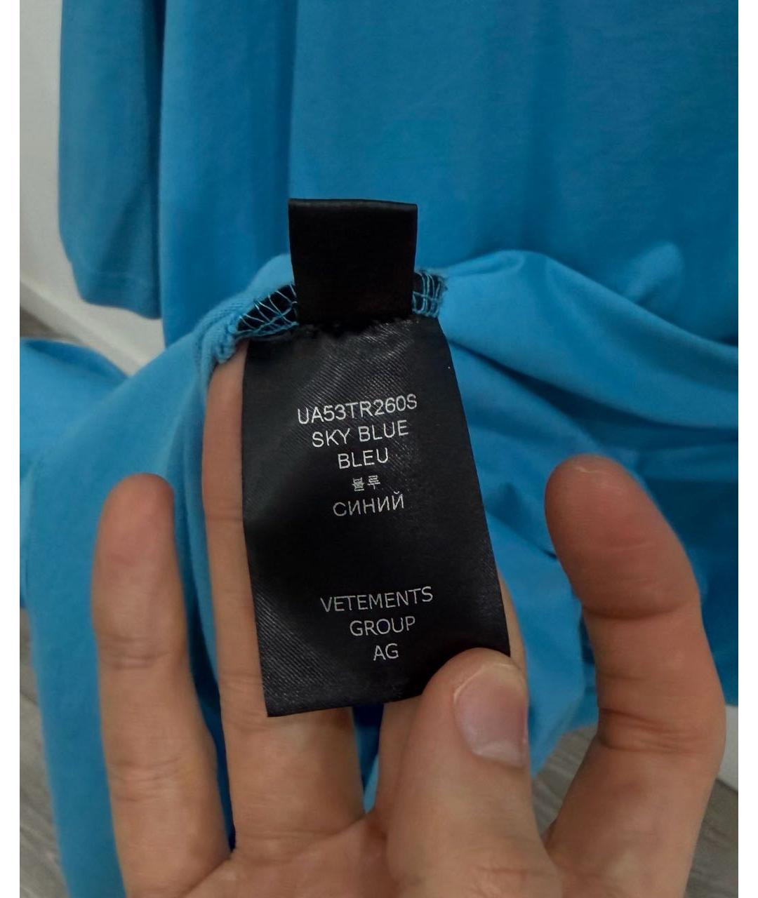 VETEMENTS Бирюзовая хлопковая футболка, фото 8