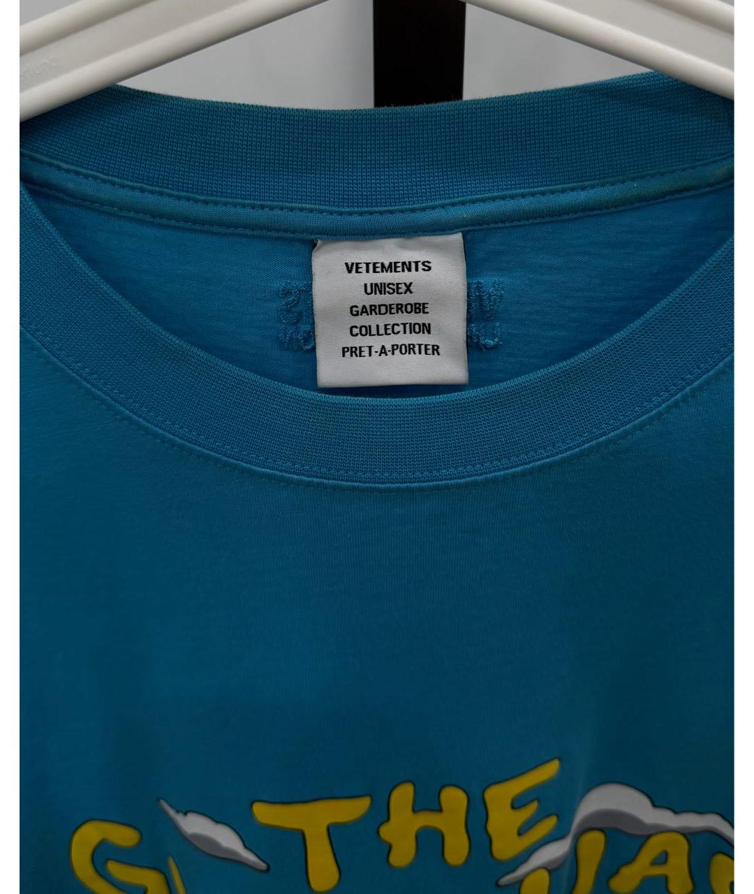 VETEMENTS Бирюзовая хлопковая футболка, фото 5