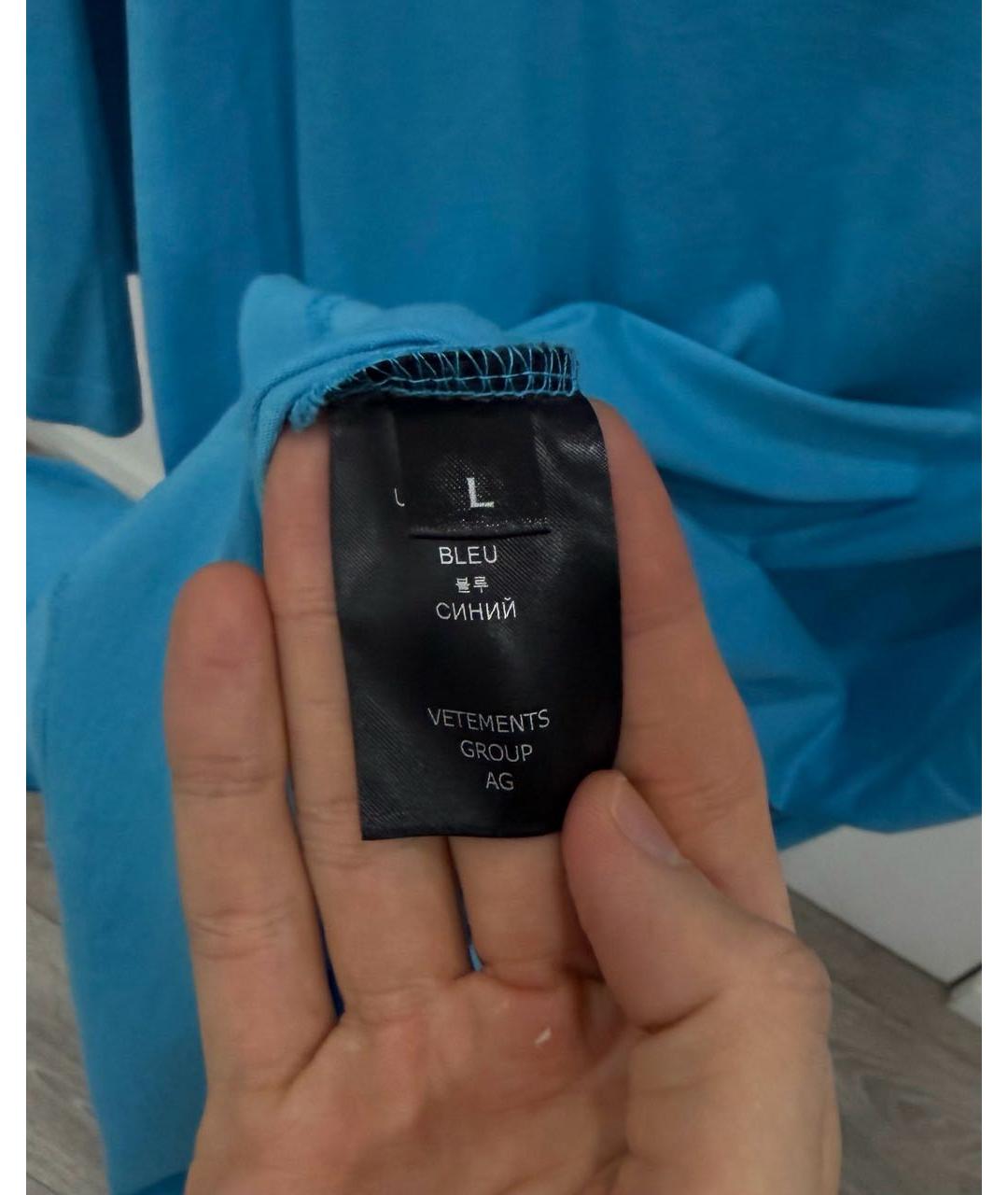 VETEMENTS Бирюзовая хлопковая футболка, фото 7