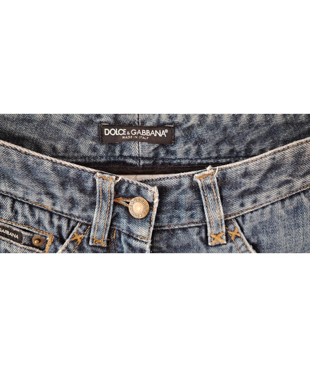 DOLCE&GABBANA Синие хлопковые джинсы клеш, фото 3