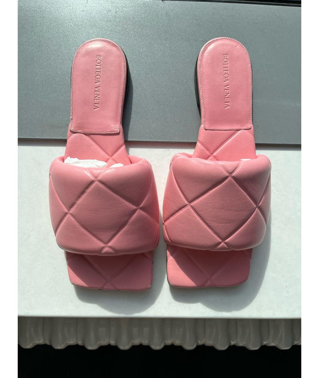 BOTTEGA VENETA Коралловые кожаные мюли, фото 2