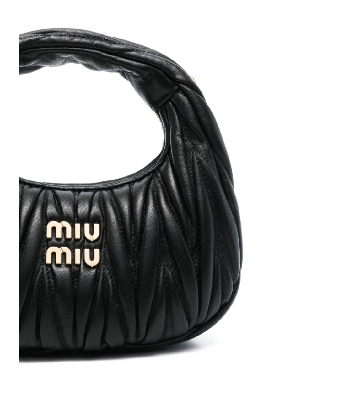 MIU MIU Черная кожаная сумка с короткими ручками, фото 4