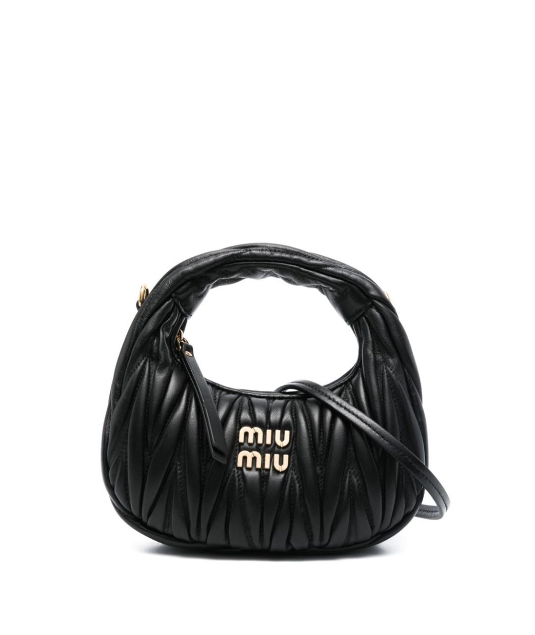 MIU MIU Черная кожаная сумка с короткими ручками, фото 1