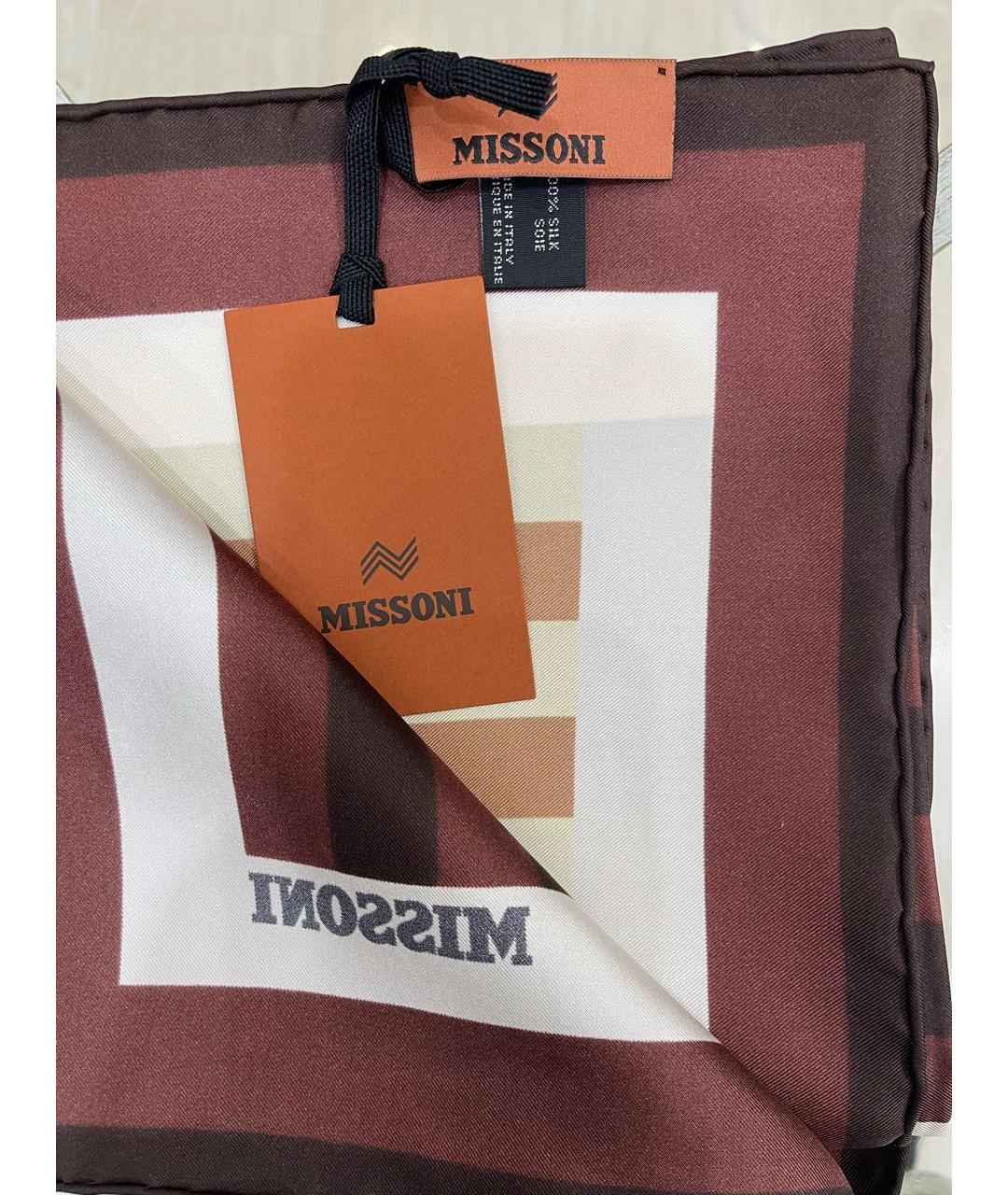 MISSONI Коричневый шелковый платок, фото 3