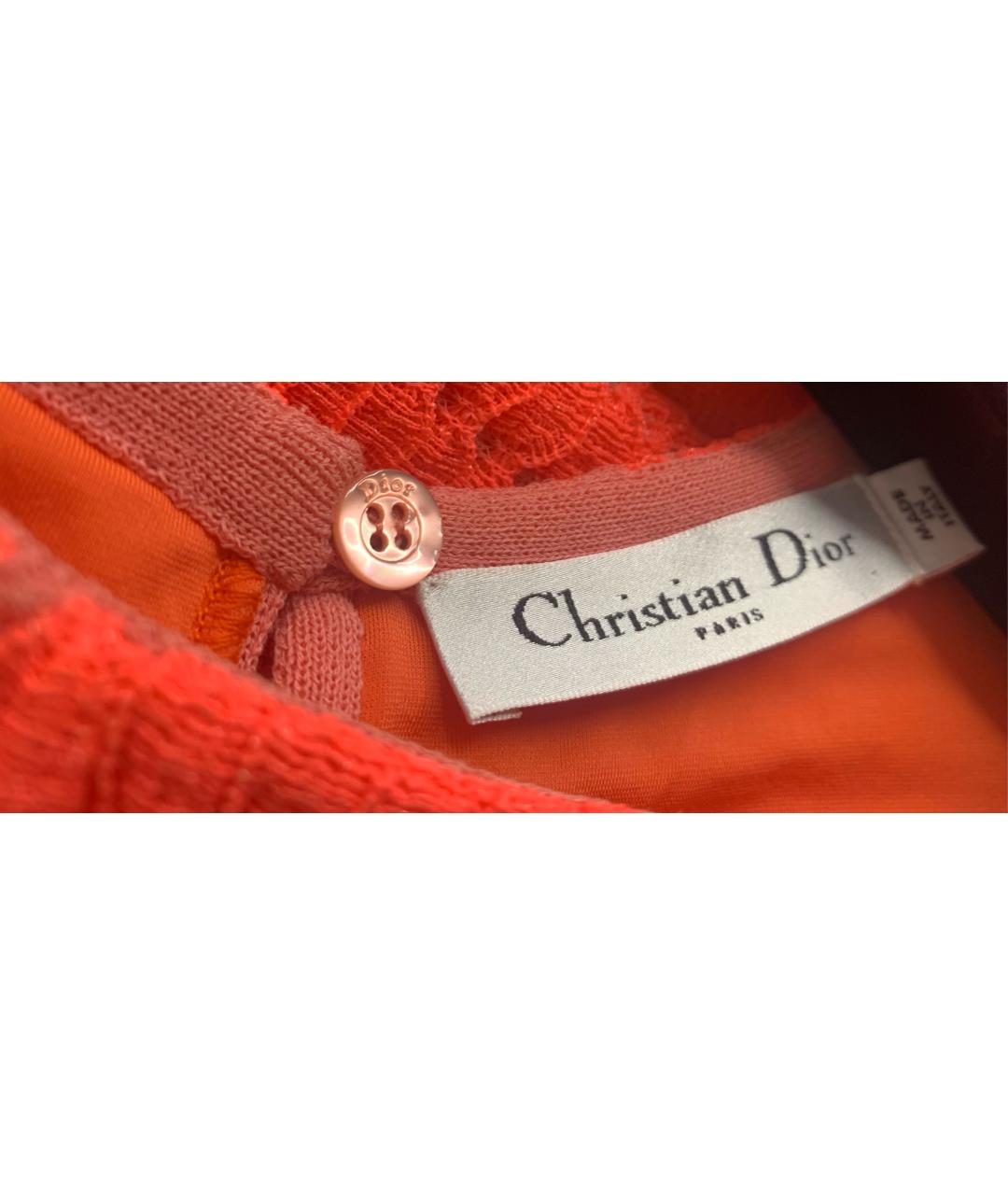 CHRISTIAN DIOR Коралловое полиэстеровое повседневное платье, фото 6