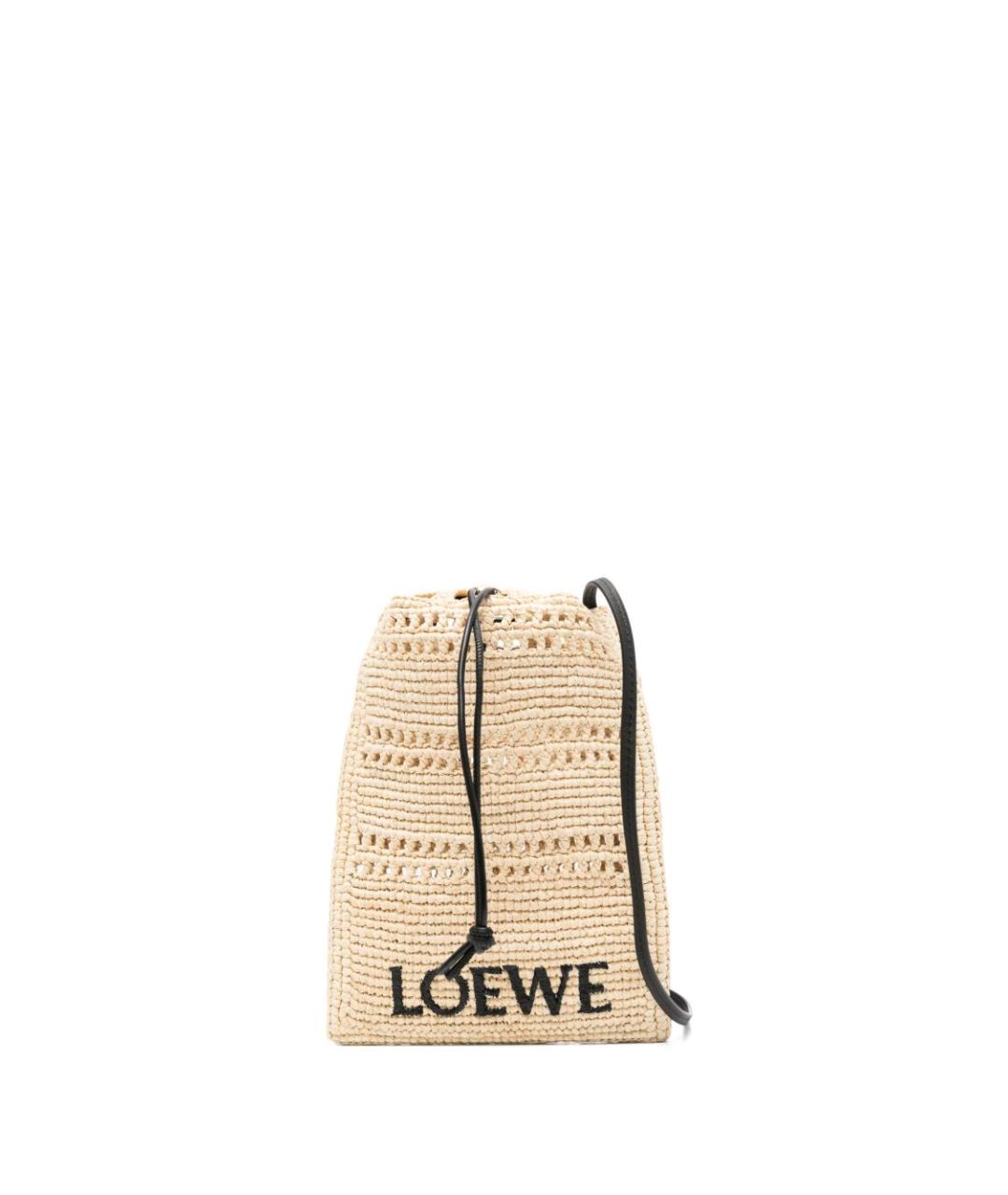 LOEWE Бежевая пелетеная сумка через плечо, фото 1