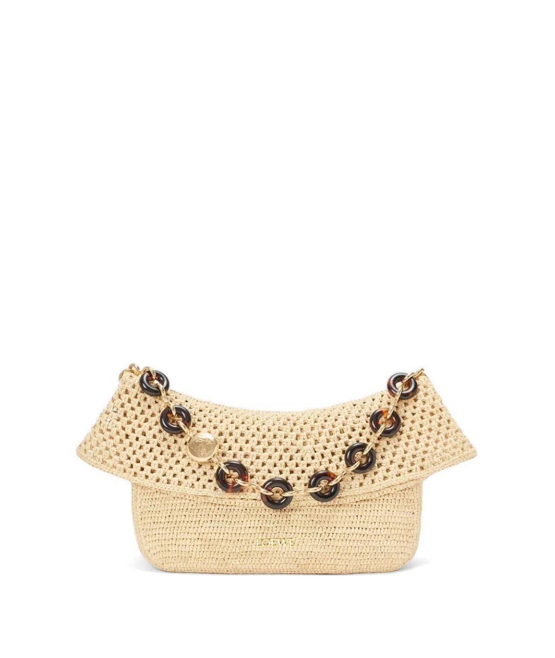 LOEWE Бежевая пелетеная сумка через плечо, фото 1