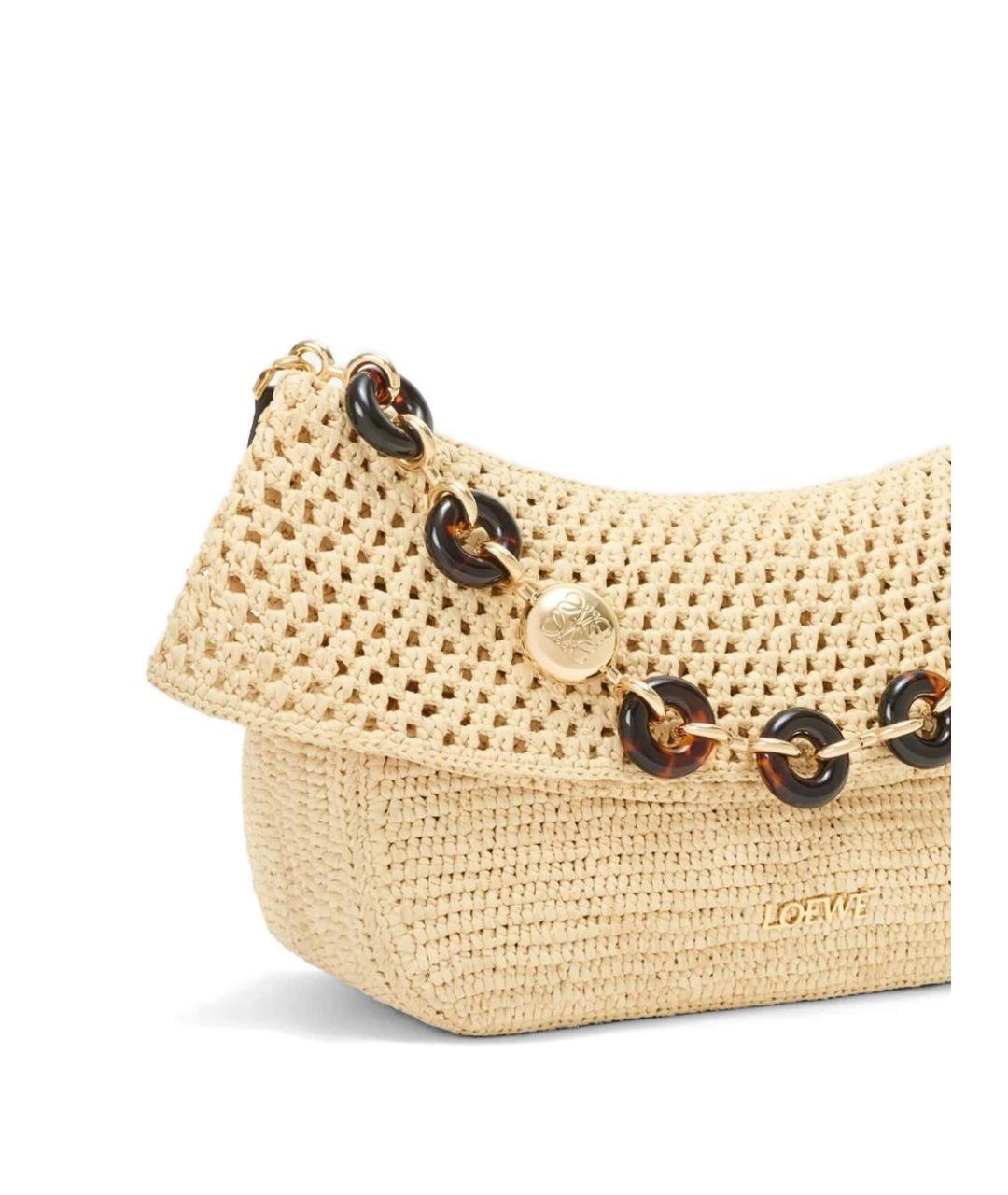 LOEWE Бежевая пелетеная сумка через плечо, фото 2