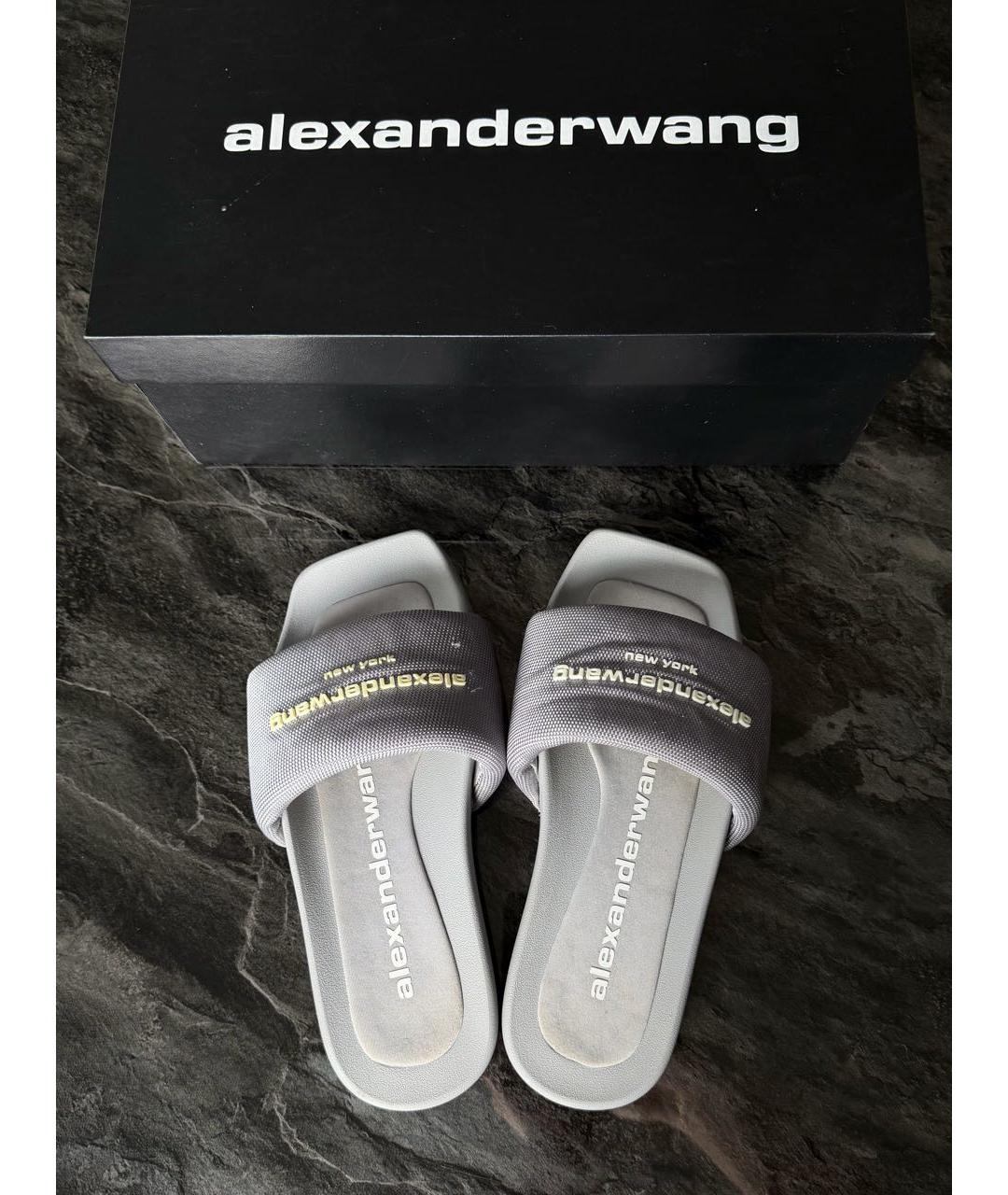 ALEXANDER WANG Серые текстильные шлепанцы, фото 4