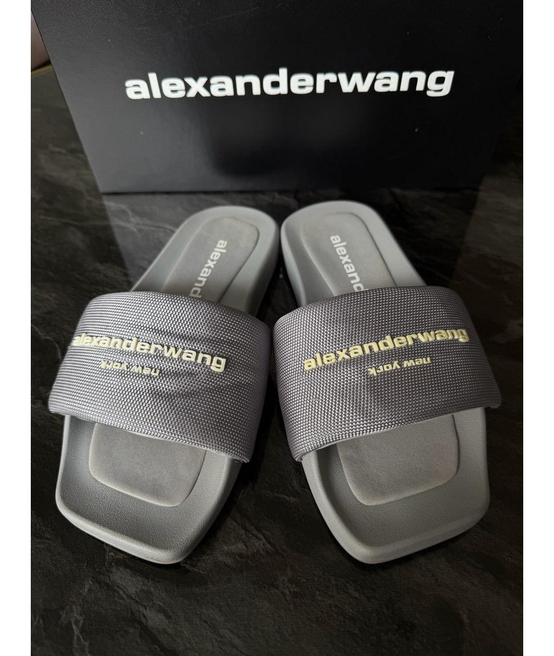 ALEXANDER WANG Серые текстильные шлепанцы, фото 3
