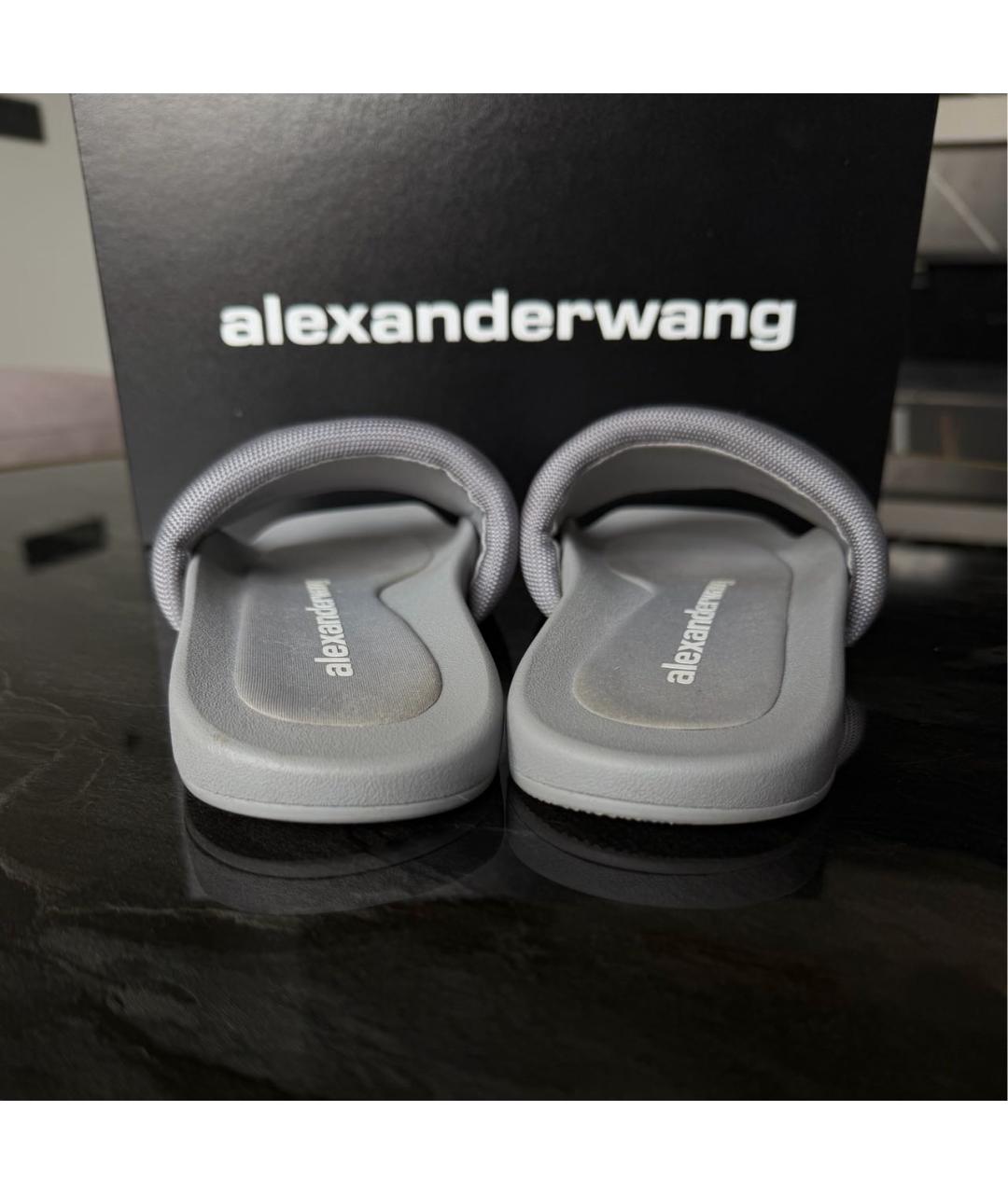 ALEXANDER WANG Серые текстильные шлепанцы, фото 8