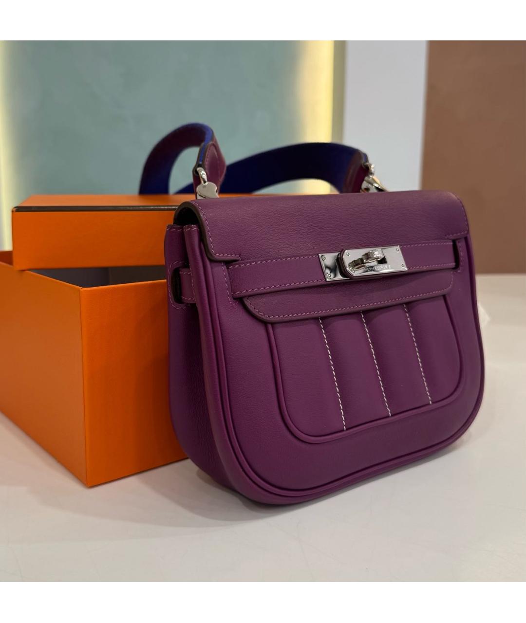 HERMES Фиолетовая кожаная сумка через плечо, фото 3