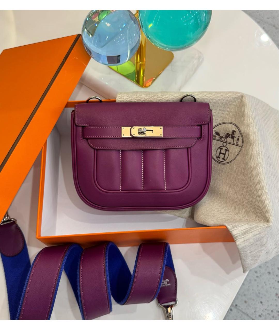 HERMES Фиолетовая кожаная сумка через плечо, фото 6