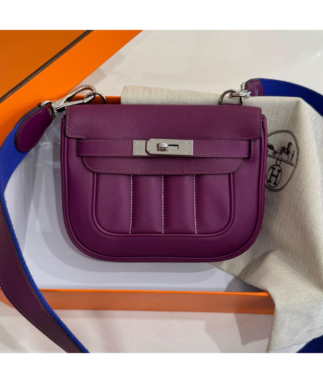 HERMES Фиолетовая кожаная сумка через плечо, фото 5