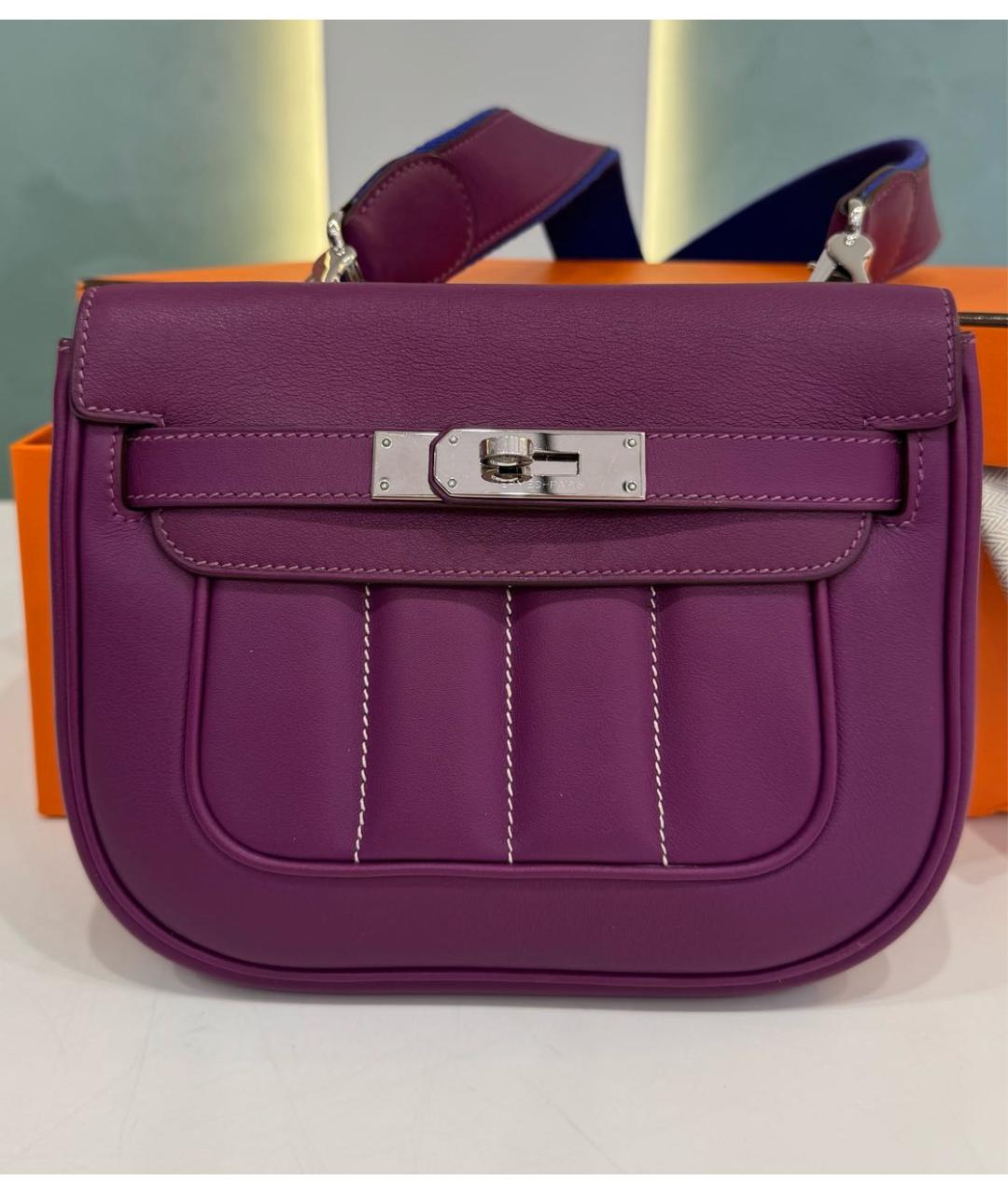 HERMES Фиолетовая кожаная сумка через плечо, фото 7