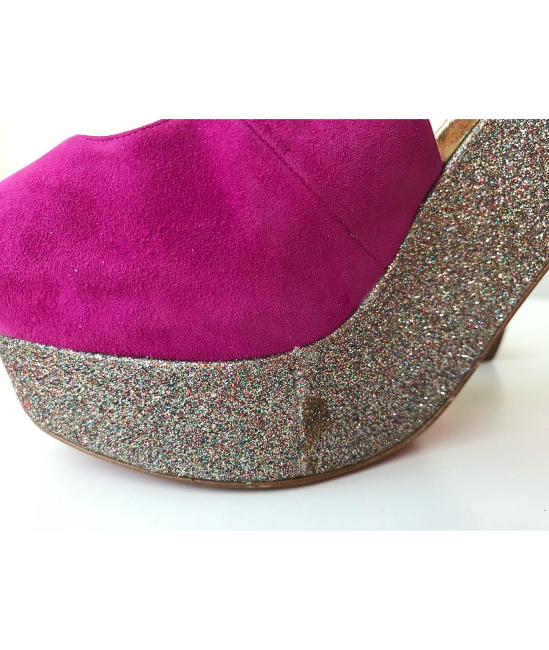 CHRISTIAN LOUBOUTIN Фуксия замшевые босоножки, фото 7