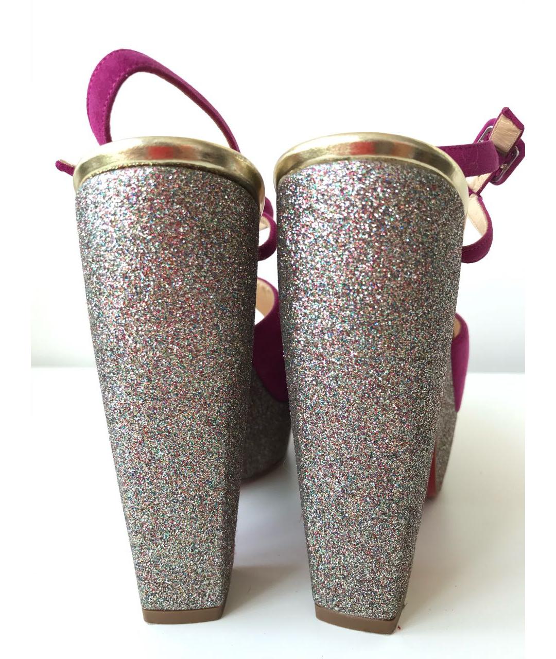 CHRISTIAN LOUBOUTIN Фуксия замшевые босоножки, фото 4