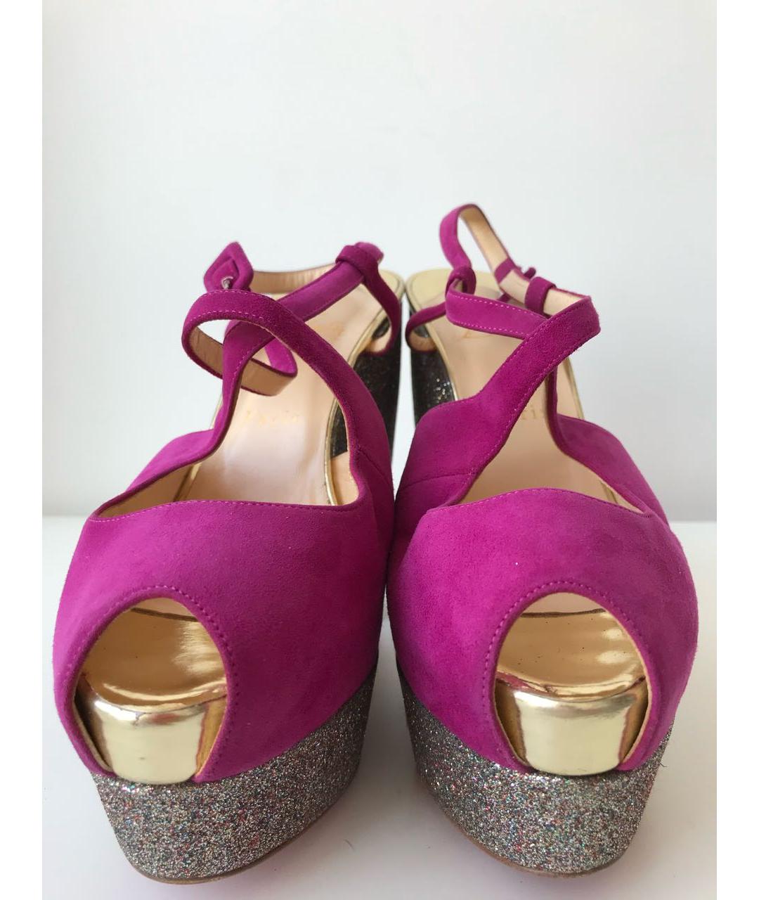 CHRISTIAN LOUBOUTIN Фуксия замшевые босоножки, фото 3