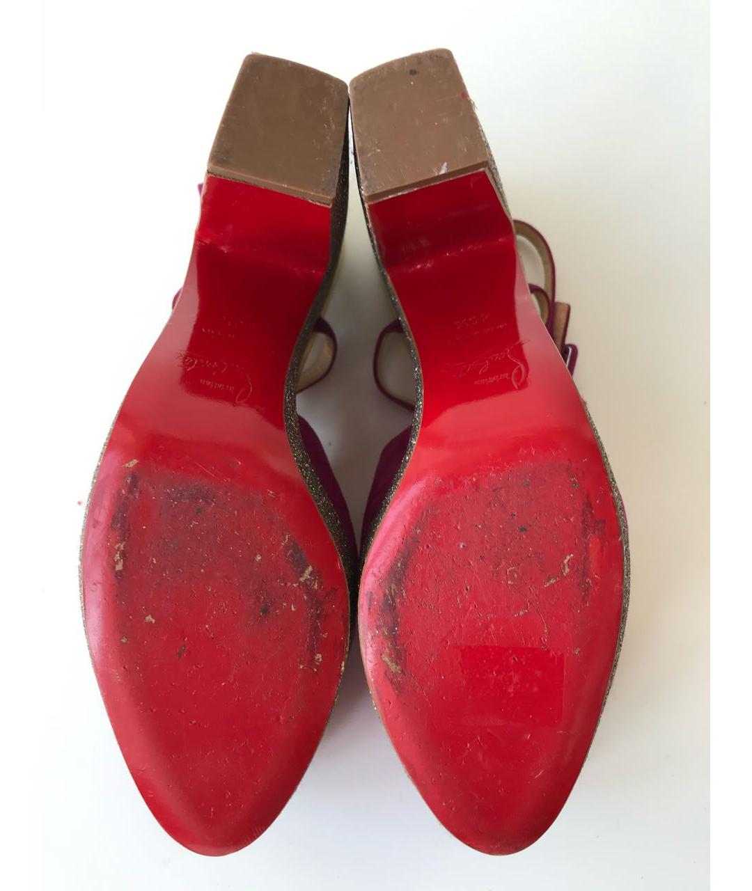 CHRISTIAN LOUBOUTIN Фуксия замшевые босоножки, фото 8