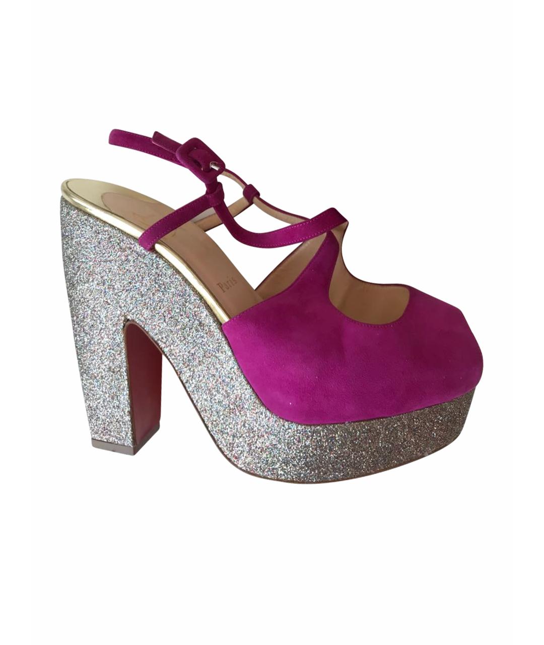 CHRISTIAN LOUBOUTIN Фуксия замшевые босоножки, фото 1