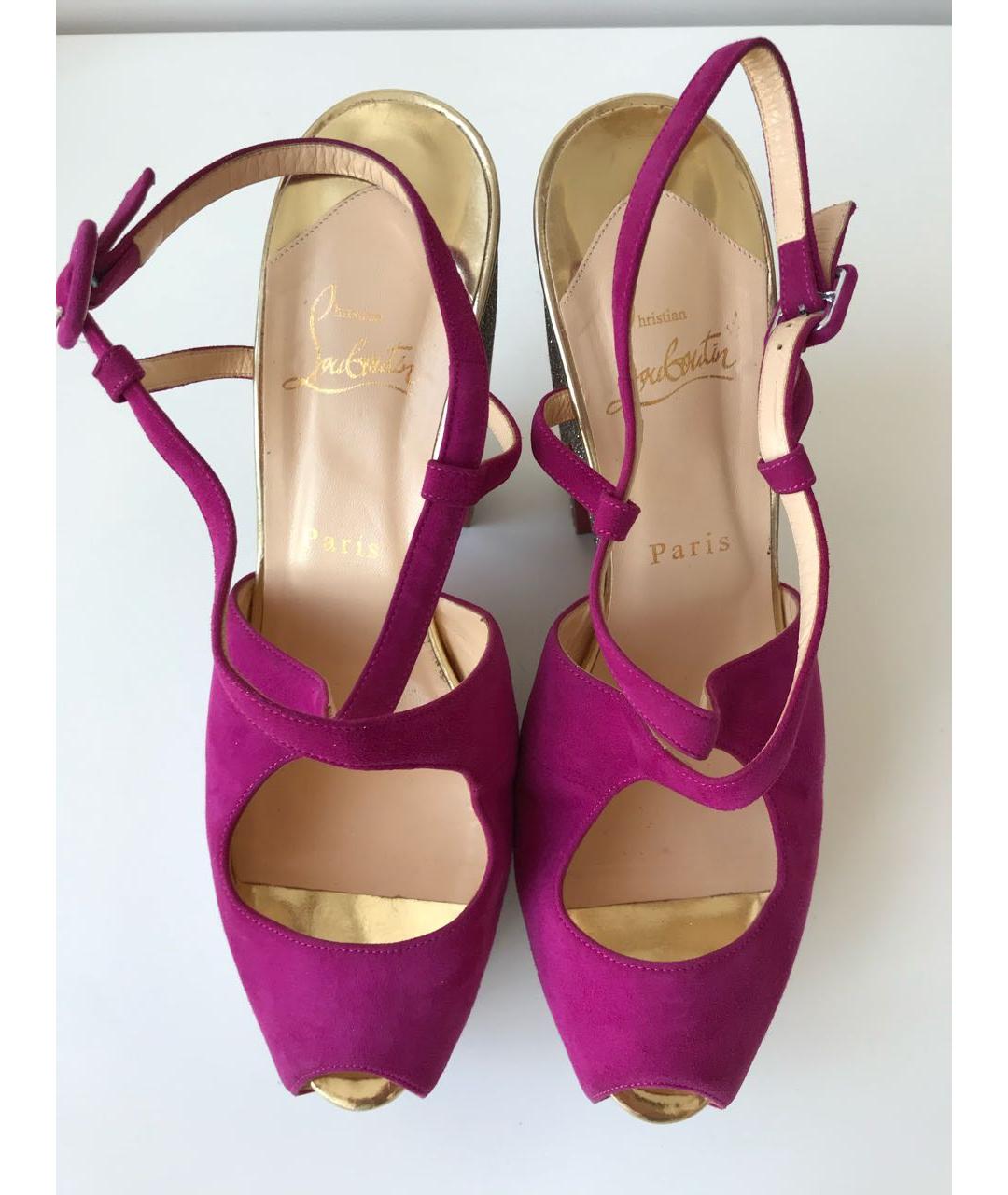 CHRISTIAN LOUBOUTIN Фуксия замшевые босоножки, фото 2