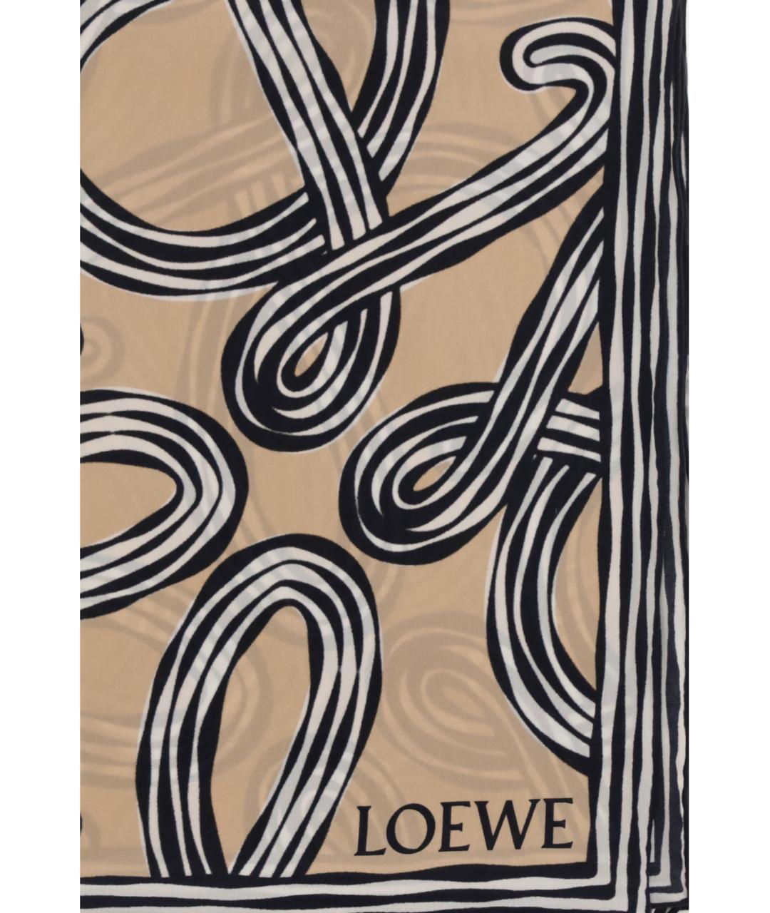 LOEWE Бежевый шелковый шарф, фото 3