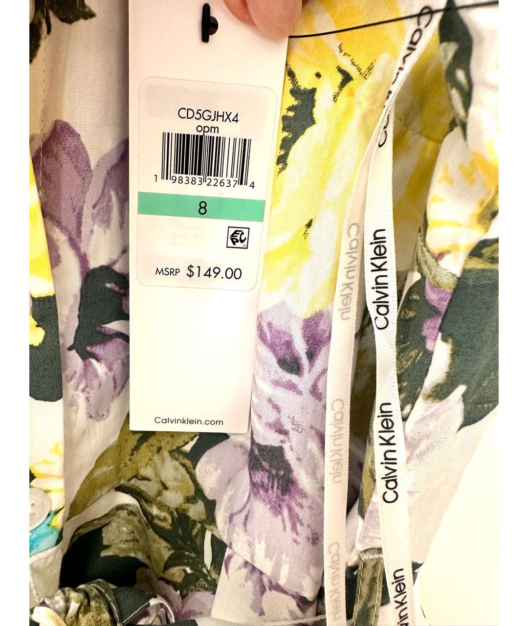 CALVIN KLEIN Мульти хлопковое повседневное платье, фото 7