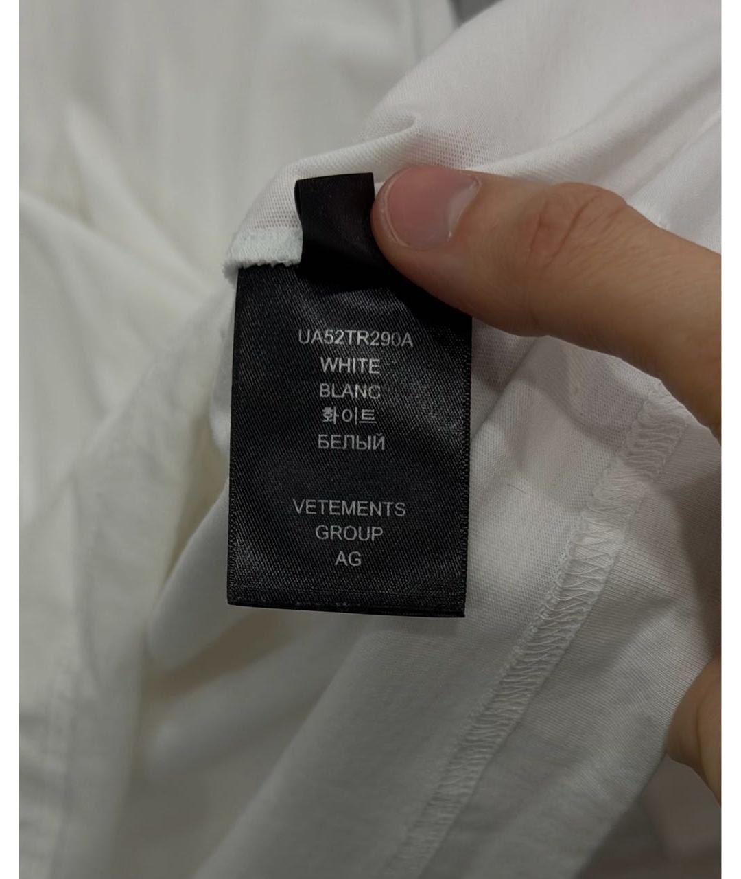 VETEMENTS Белая хлопковая футболка, фото 6