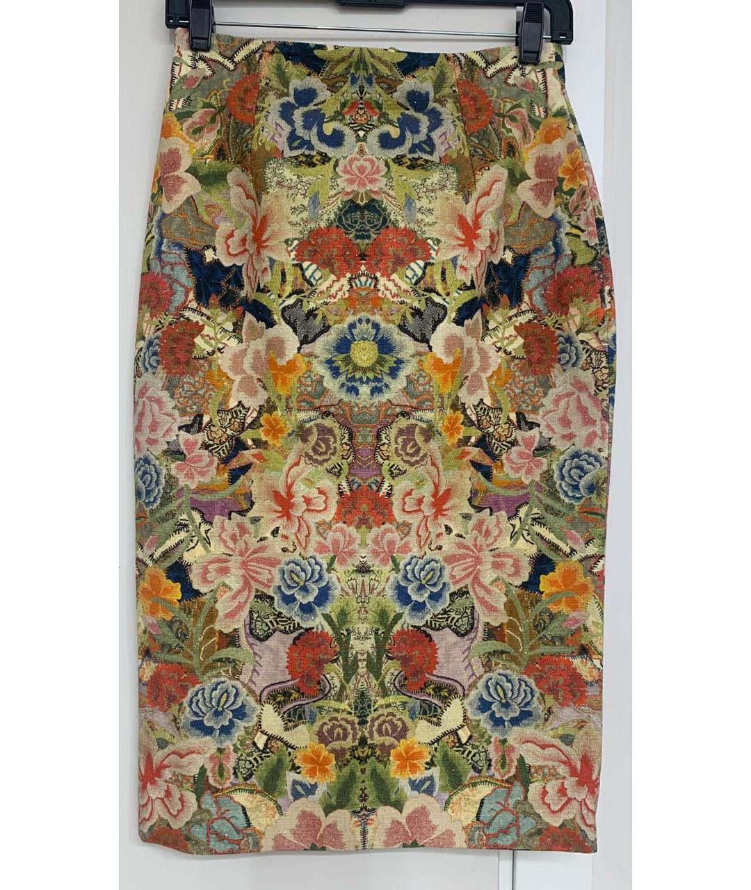 ALEXANDER MCQUEEN Мульти шелковая юбка миди, фото 3
