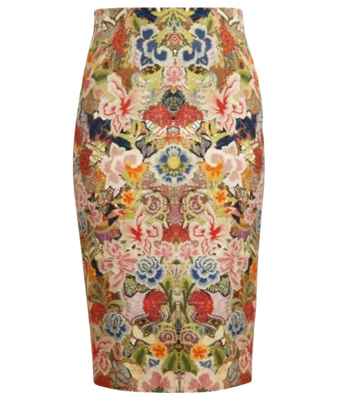 ALEXANDER MCQUEEN Мульти шелковая юбка миди, фото 1