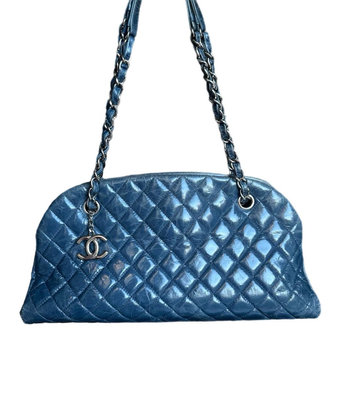 CHANEL Синяя сумка с короткими ручками из лакированной кожи, фото 8