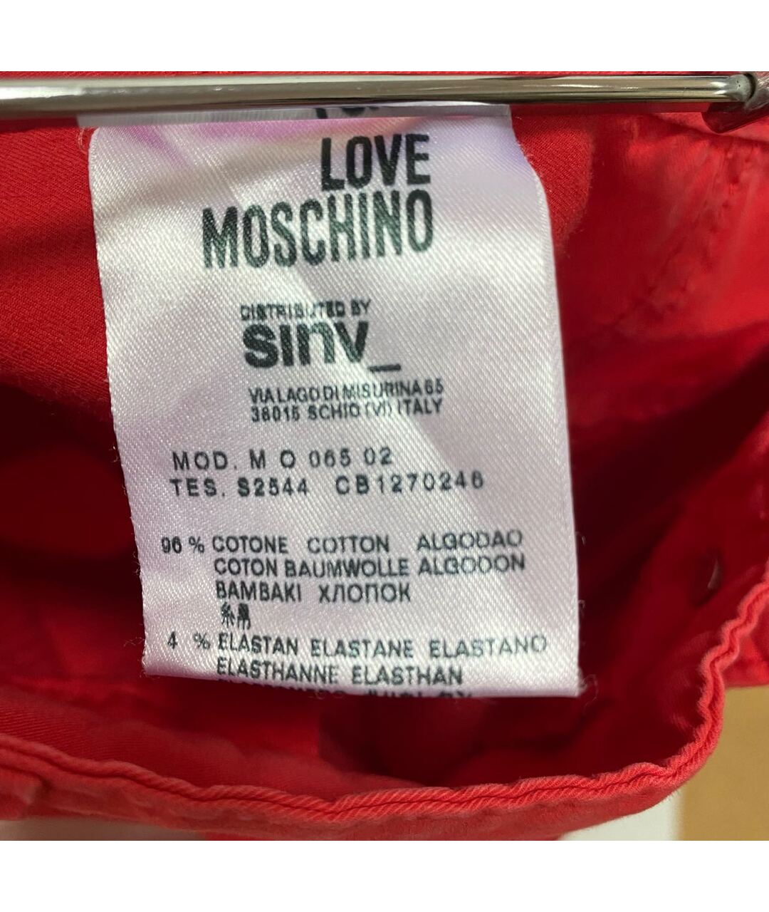LOVE MOSCHINO Красные хлопко-эластановые шорты, фото 7