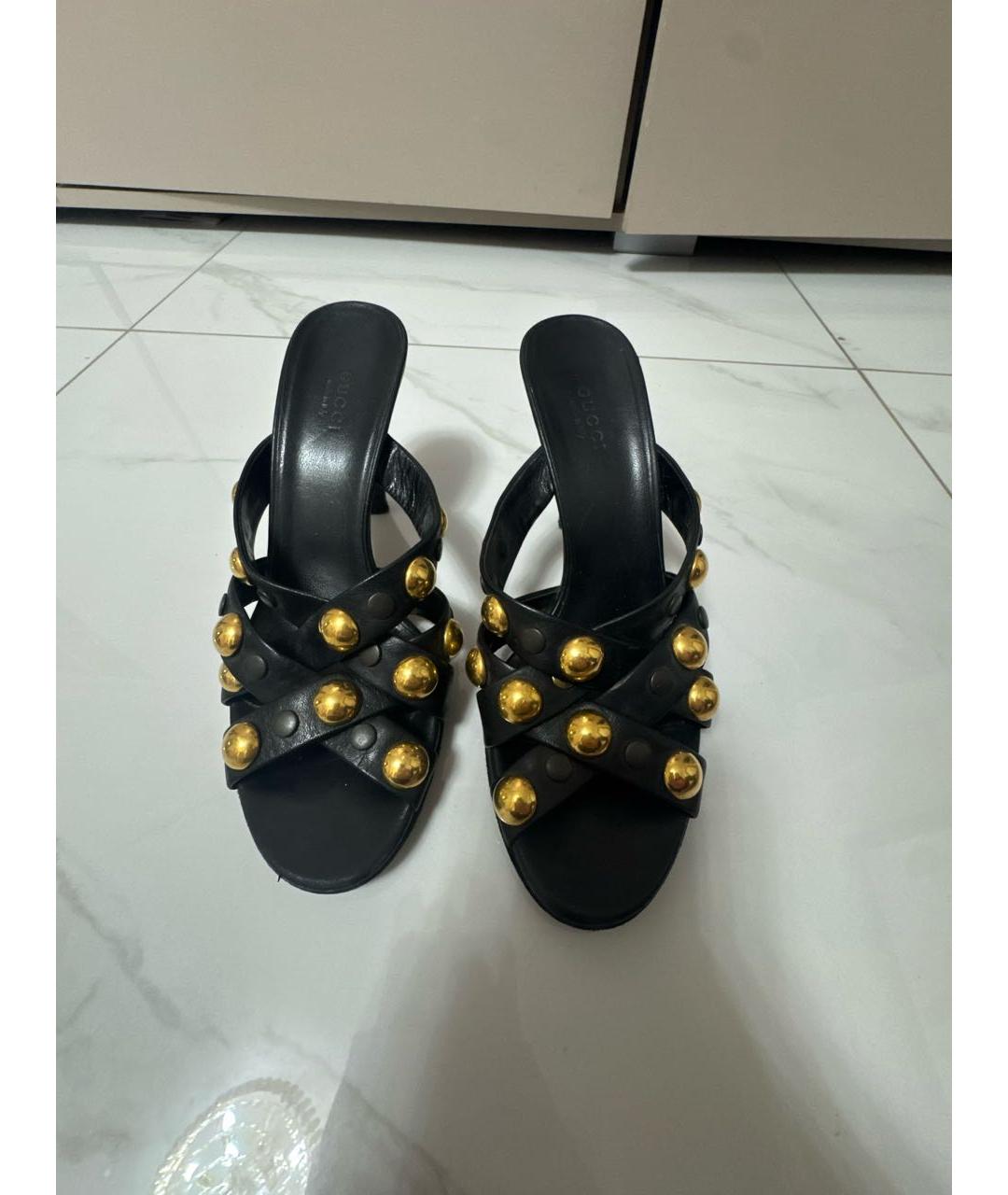 GUCCI Черные кожаные сабо, фото 2