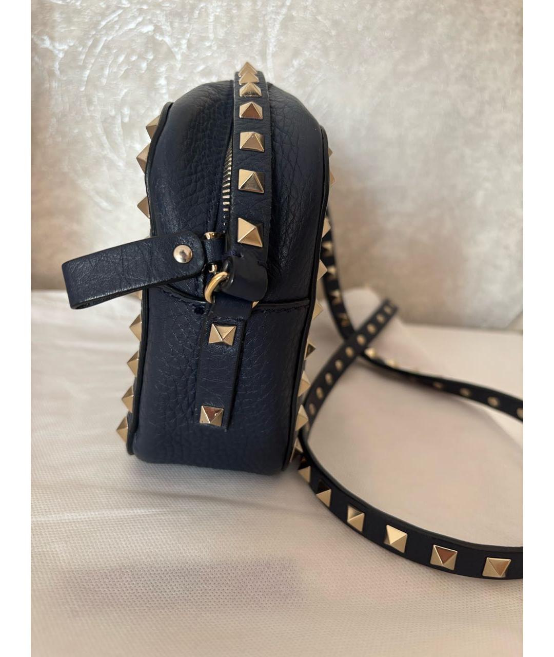 VALENTINO Темно-синяя кожаная сумка через плечо, фото 6