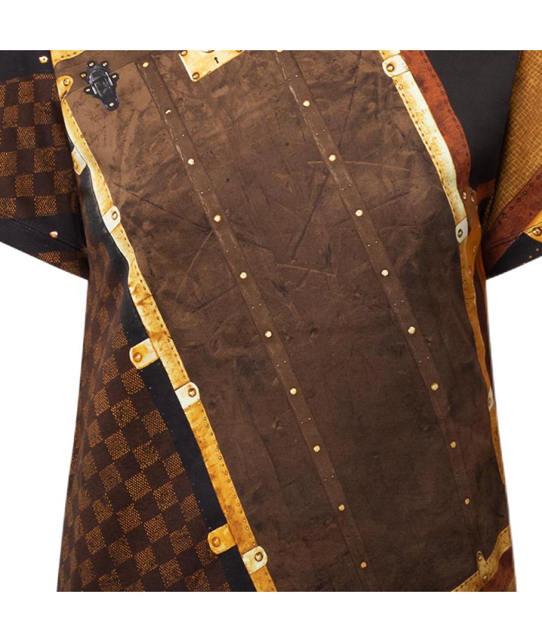 LOUIS VUITTON Коричневая хлопковая футболка, фото 3