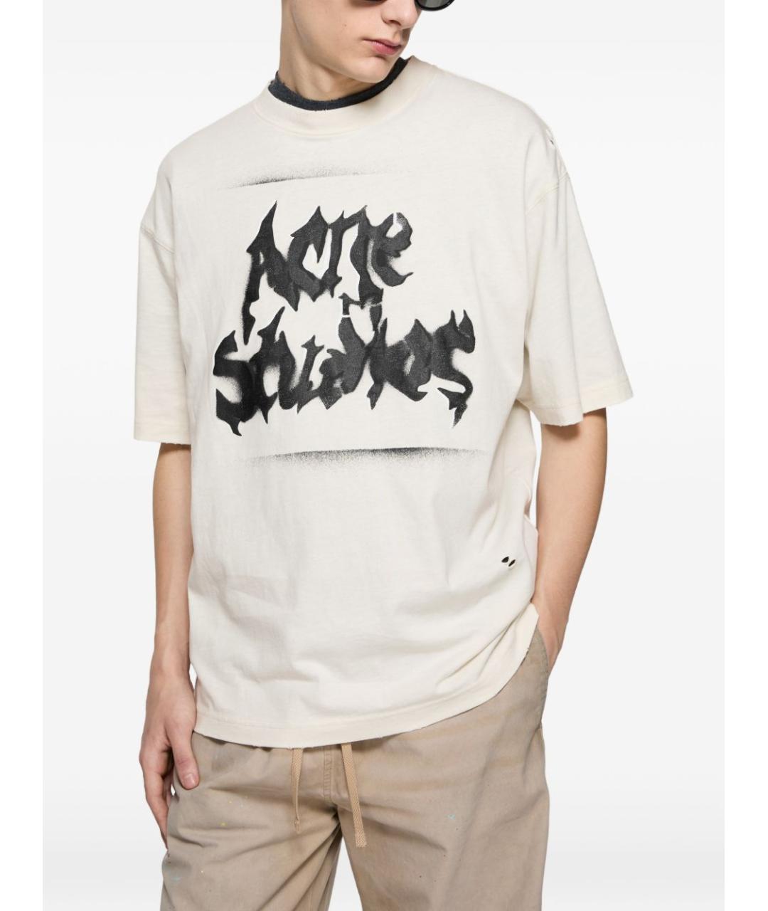 ACNE STUDIOS Белая хлопковая футболка, фото 4
