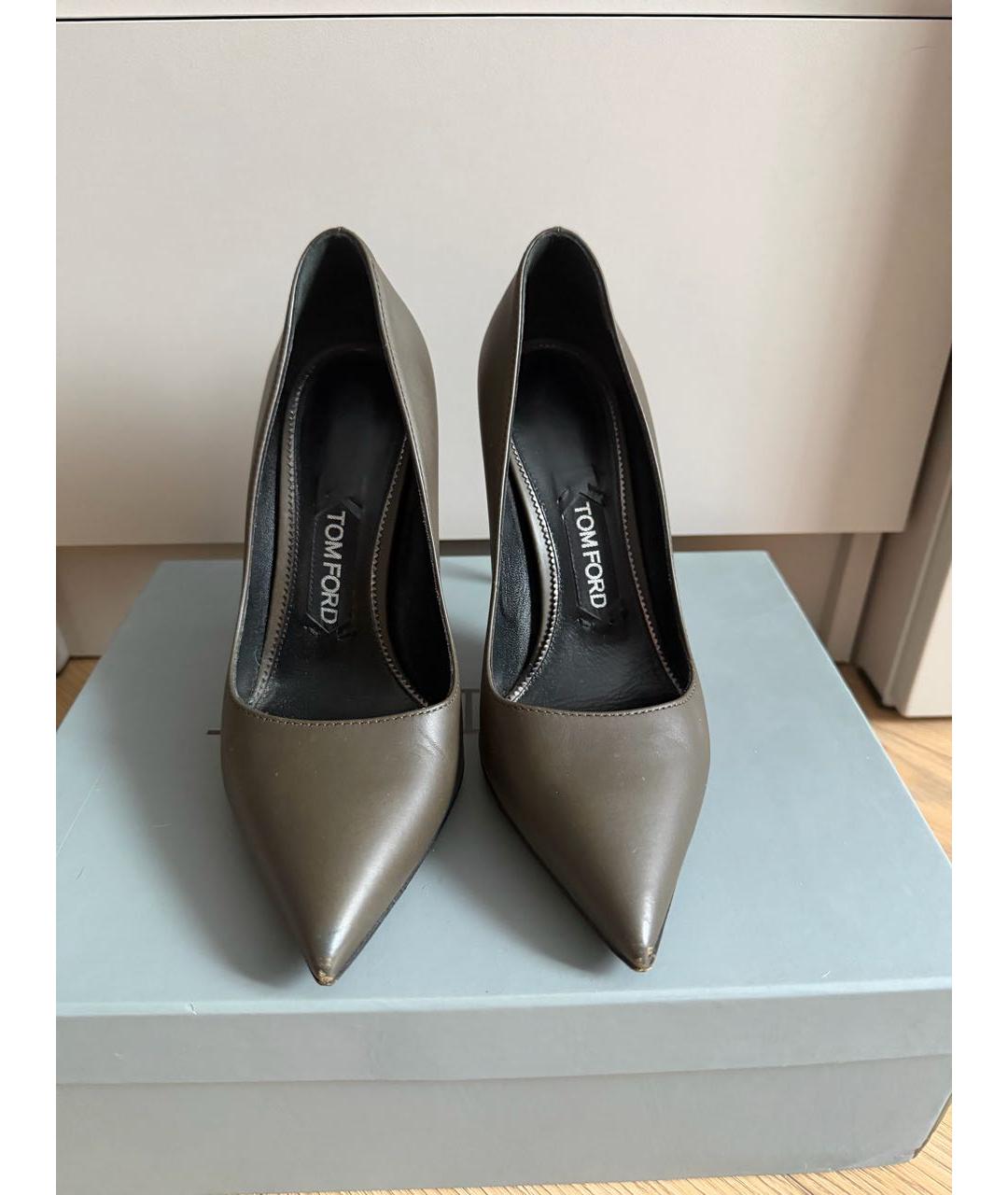 TOM FORD Хаки кожаные туфли, фото 2