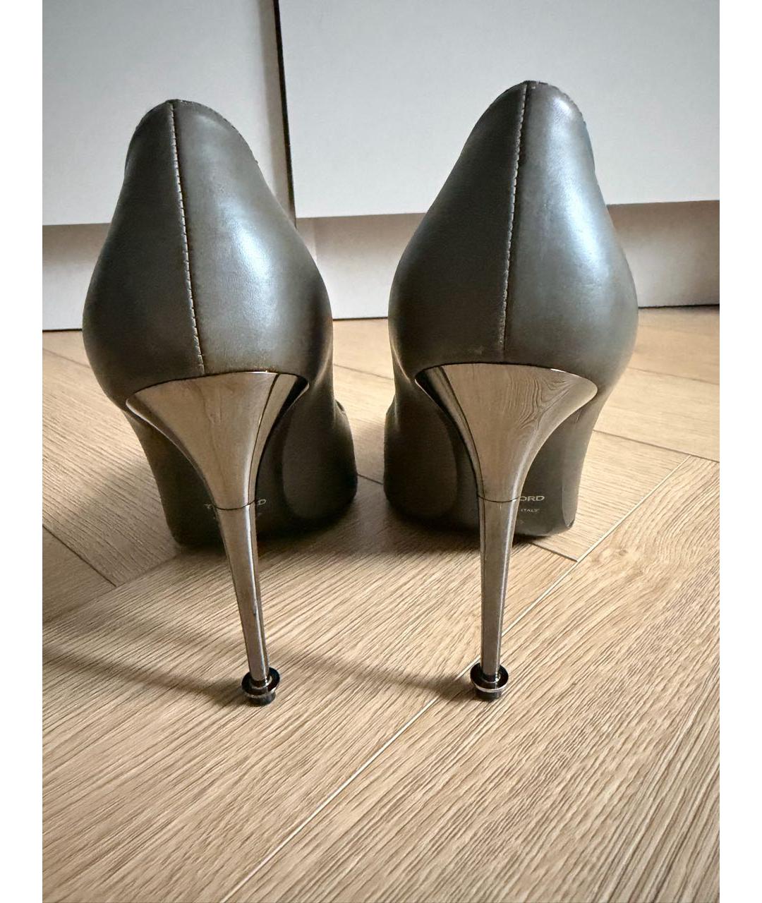 TOM FORD Хаки кожаные туфли, фото 4
