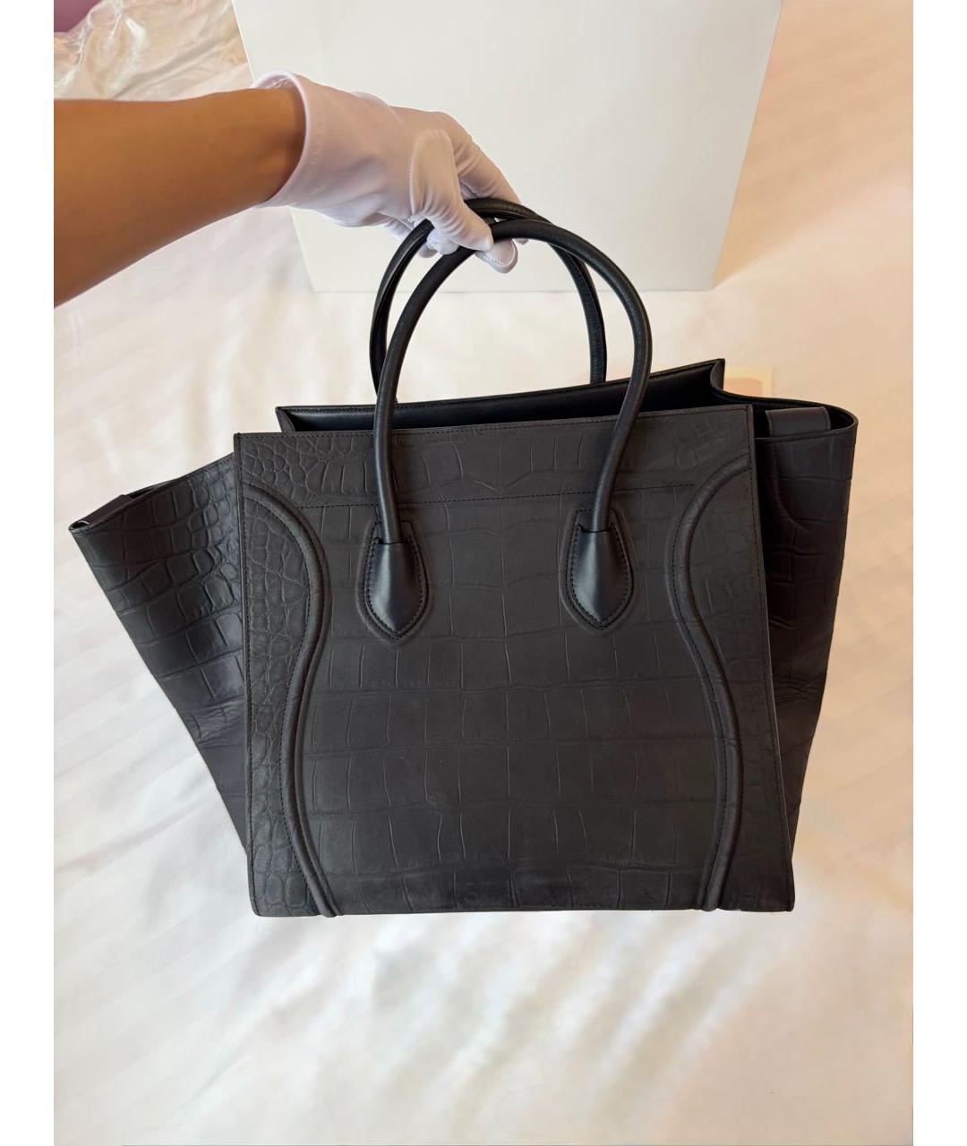CELINE Черная кожаная сумка тоут, фото 4