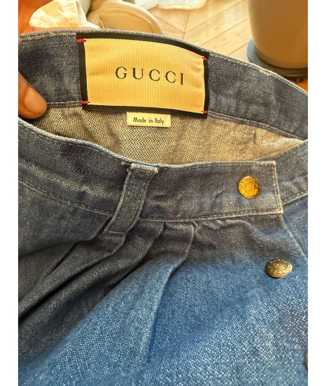 GUCCI Синяя хлопковая юбка миди, фото 6