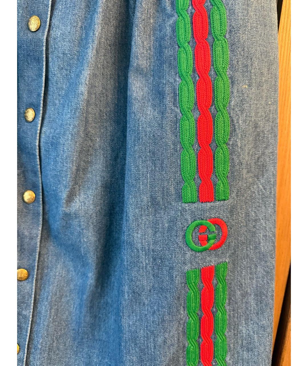 GUCCI Синяя хлопковая юбка миди, фото 5
