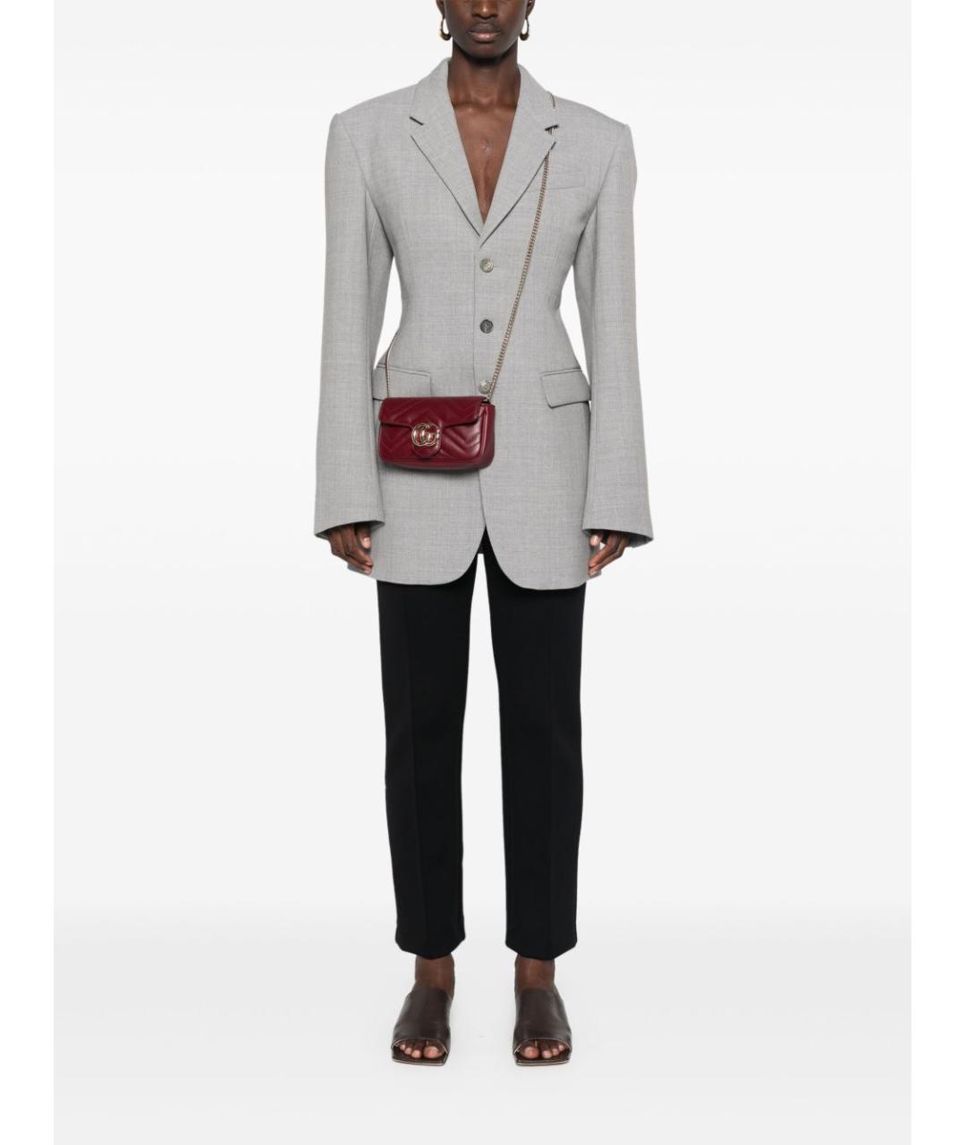 GUCCI Бордовая кожаная сумка через плечо, фото 3