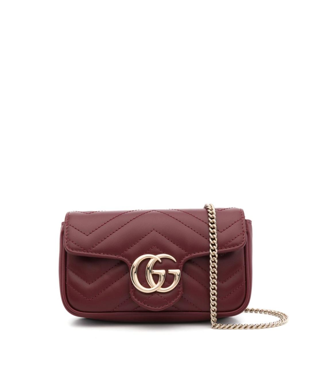 GUCCI Бордовая кожаная сумка через плечо, фото 1